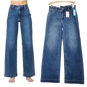 Judy Blue High Rise Double Button Wide Leg Denim Jeans Cotton Blend Stretch 30"
